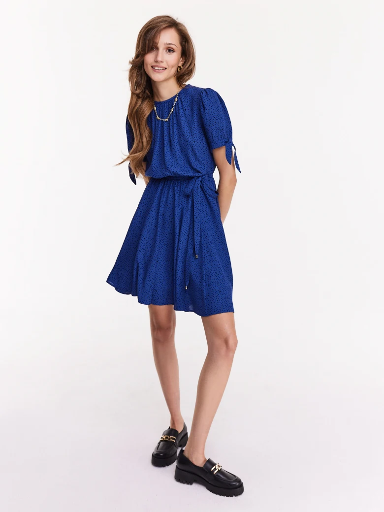 Navy blue short dress with bows