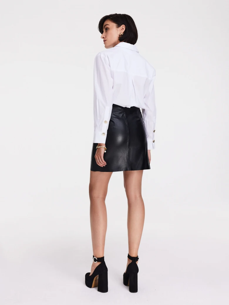 Fitted natural leather pencil skirt