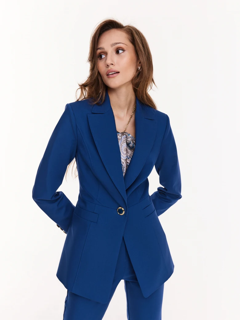 Cobalt one-button jacket