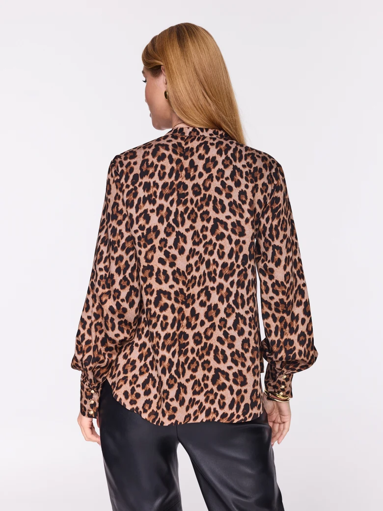 Animal print blouse with buttons