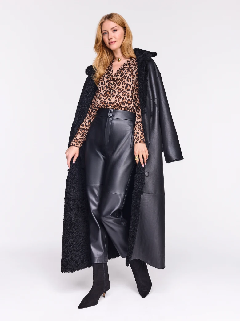 Animal print blouse with buttons
