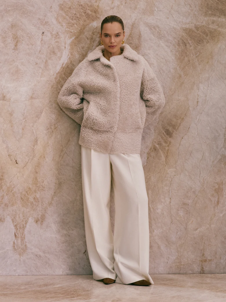 Beige merino leather jacket