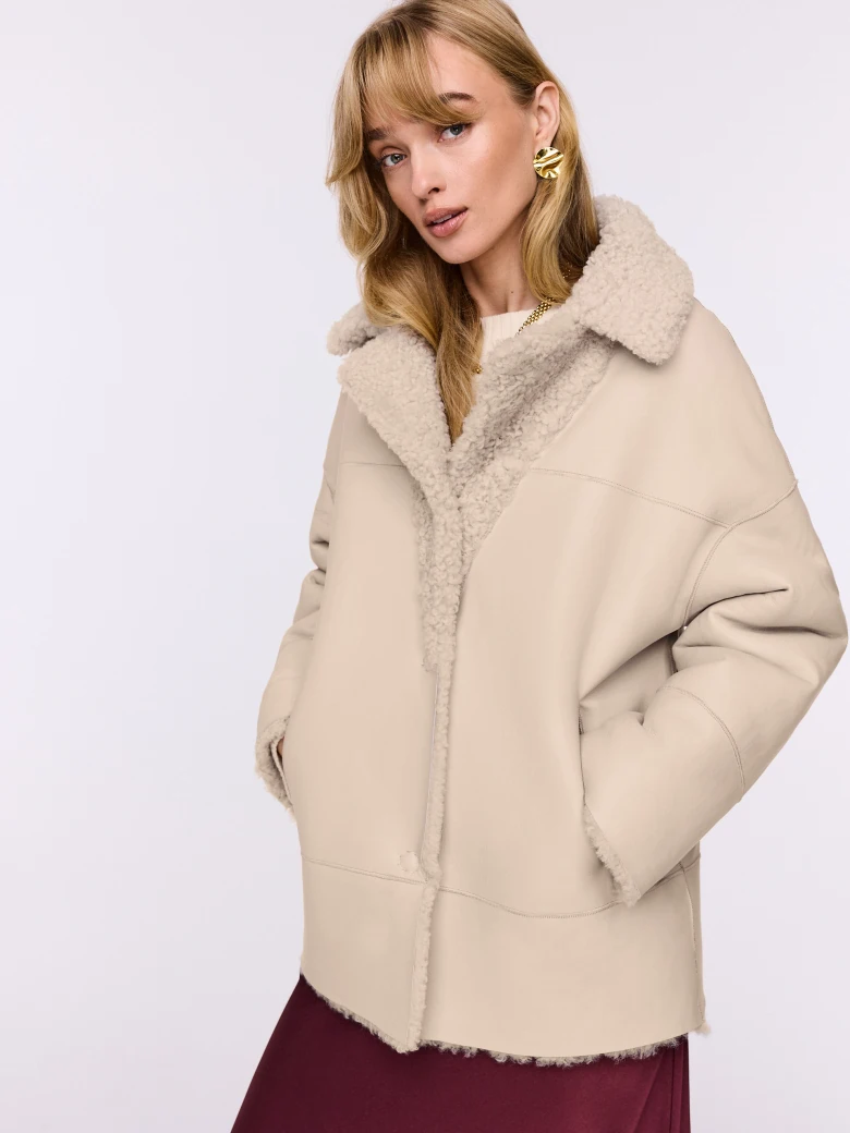 Beige merino leather jacket