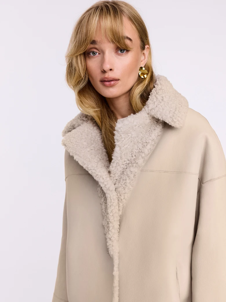 Beige merino leather jacket