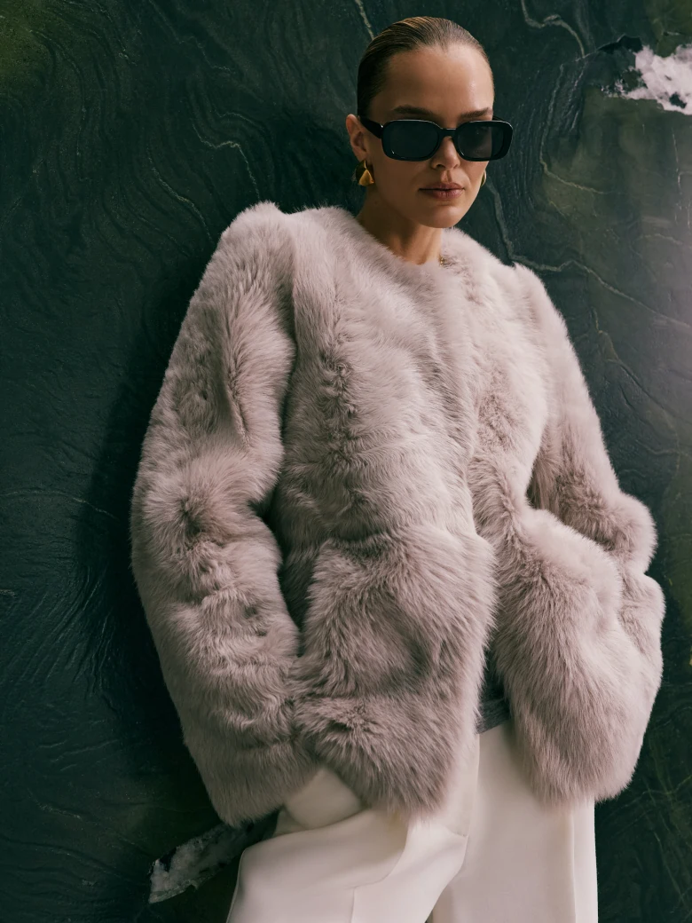 Merino leather fur jacket