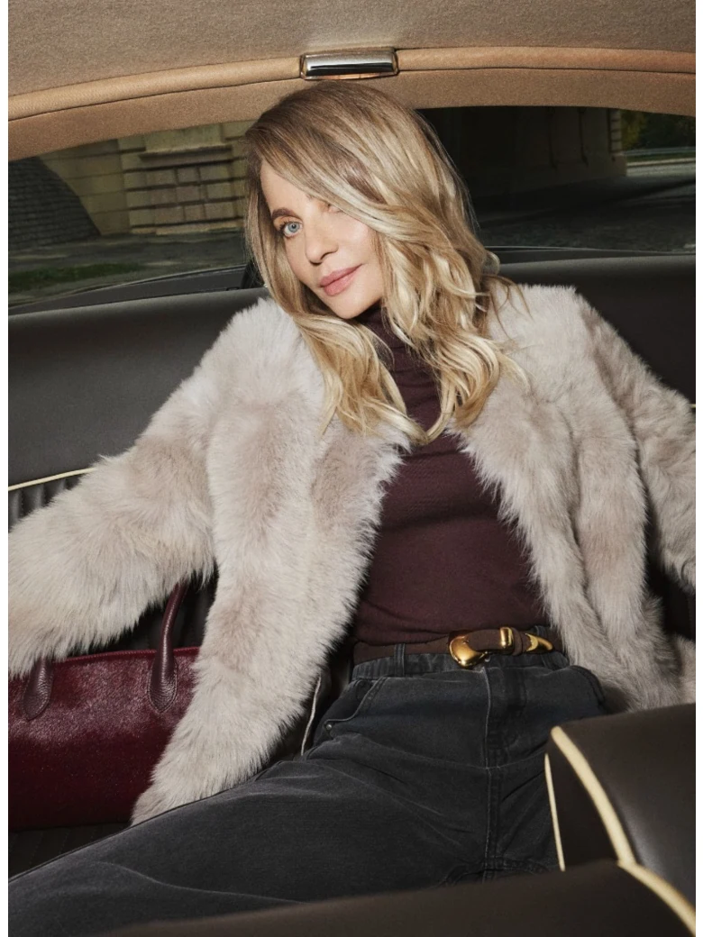Merino leather fur jacket