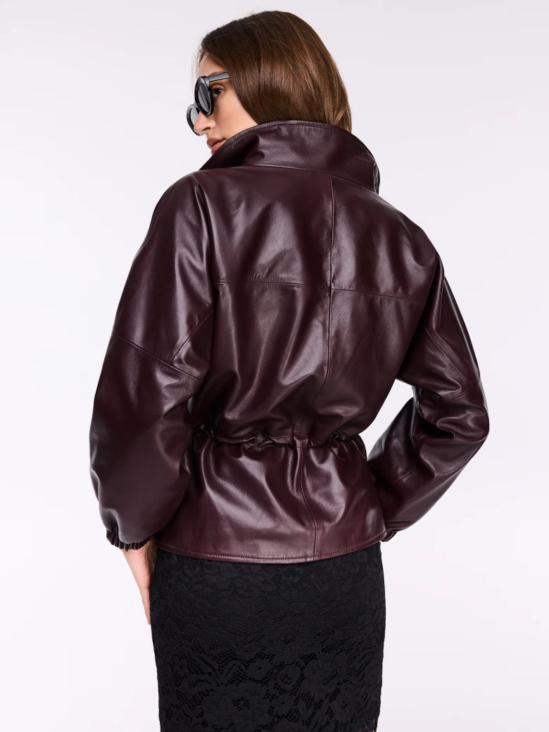 Cherry-colored leather jacket