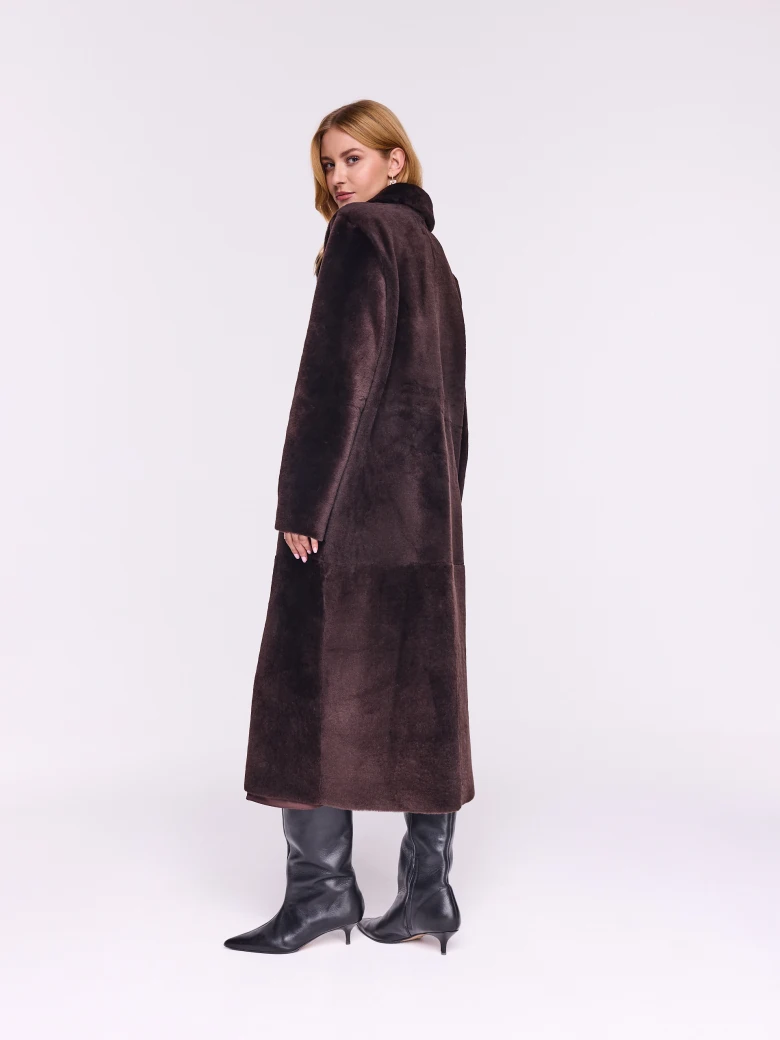 Chocolate merino leather coat