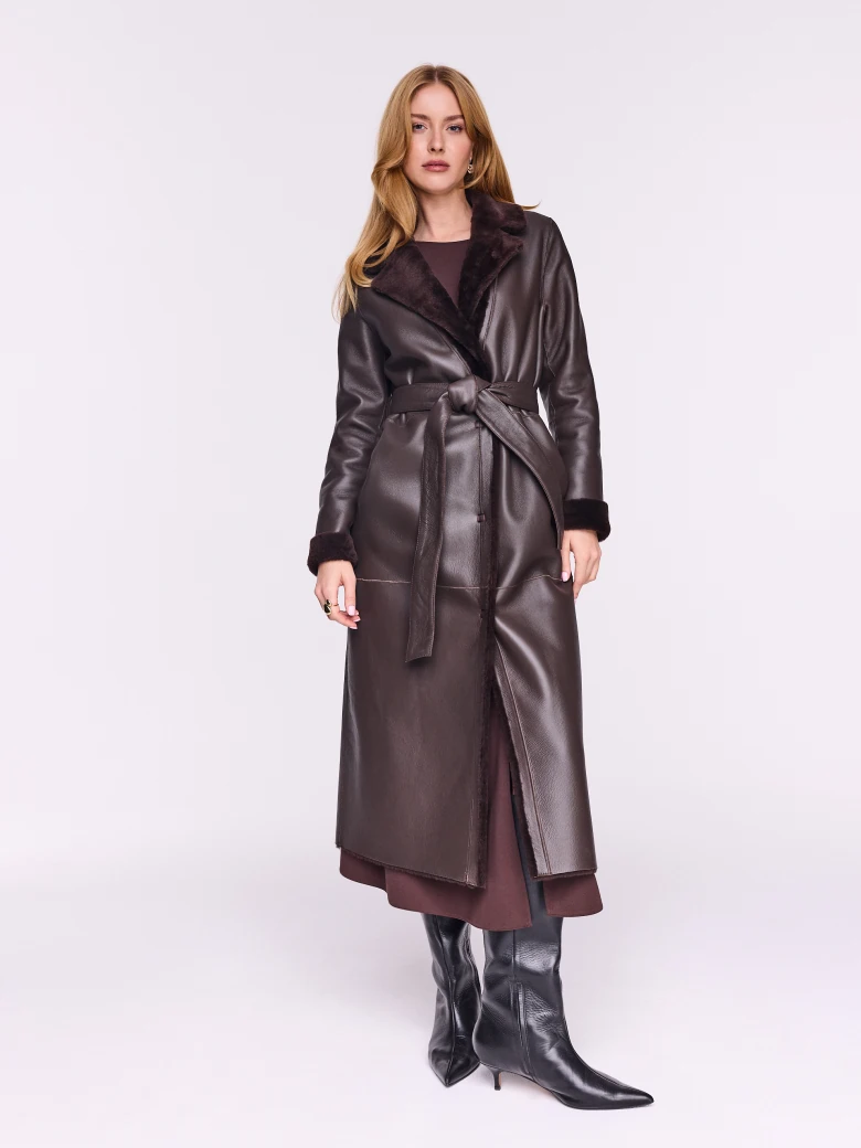 Chocolate merino leather coat