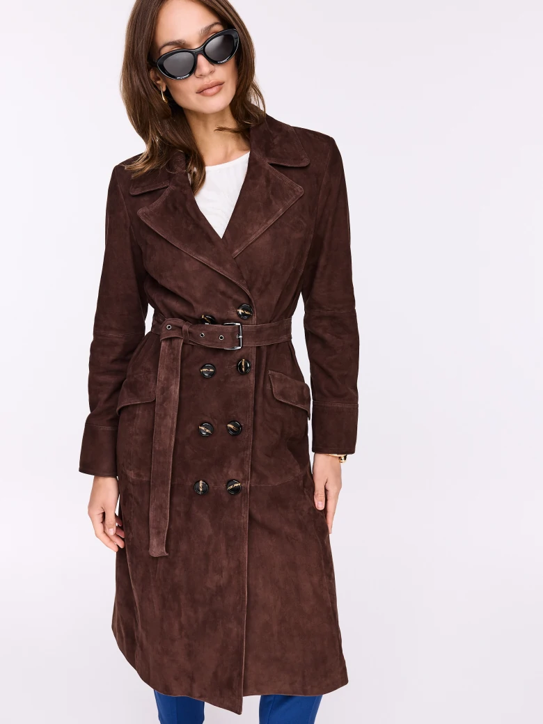 Chocolate suede coat