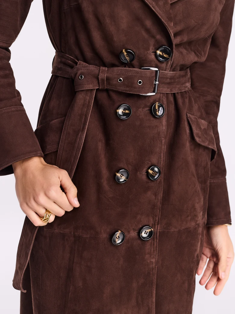 Chocolate suede coat