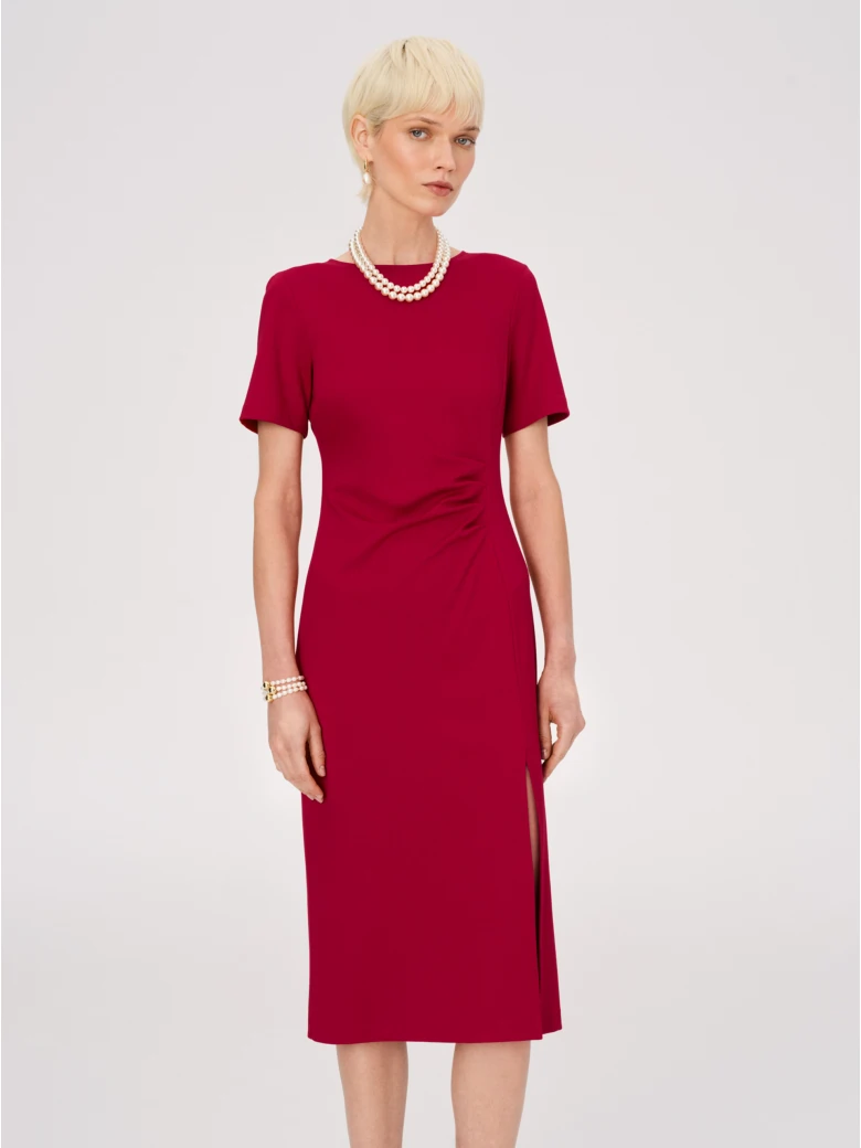 Elegant red dress with ruffles