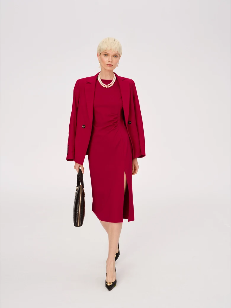 Elegant red dress with ruffles