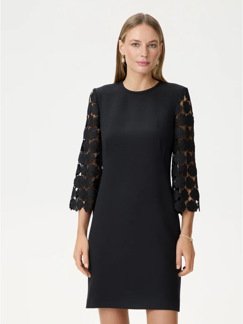 Black short dress with lace sleeves