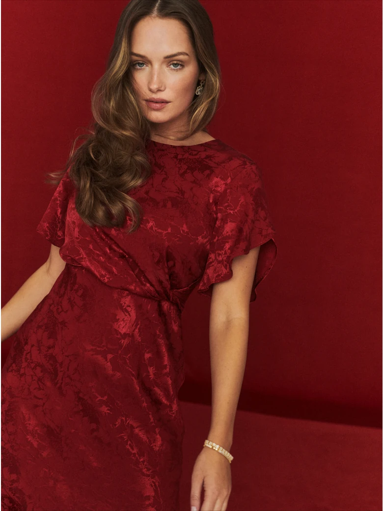 Red midi dress