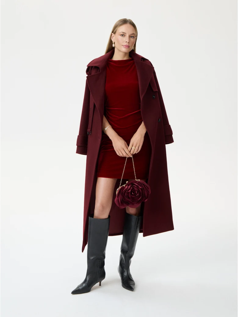 Velour dress with ruffles