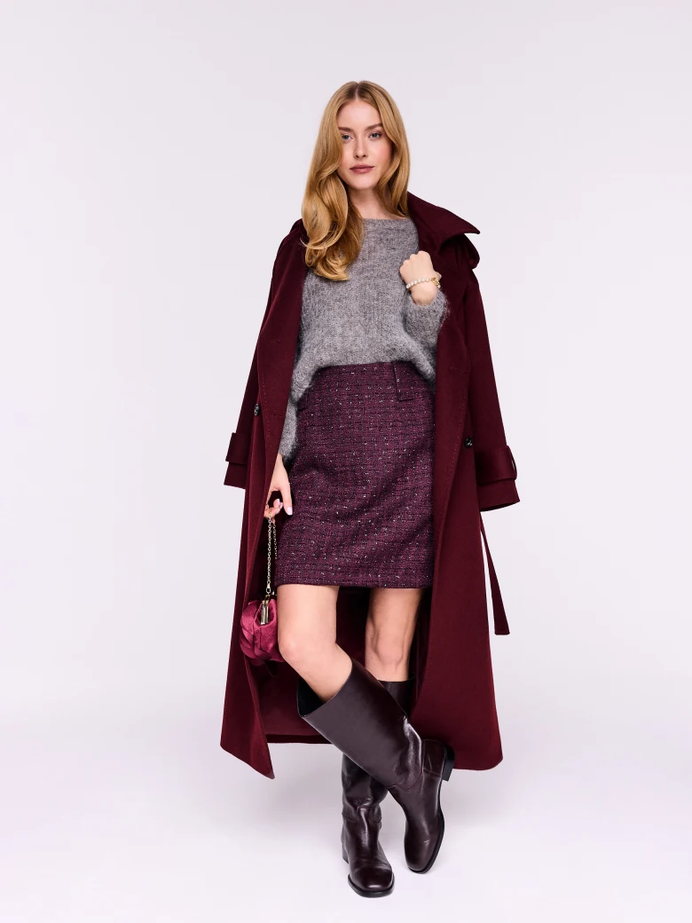 Burgundy high-waisted mini skirt