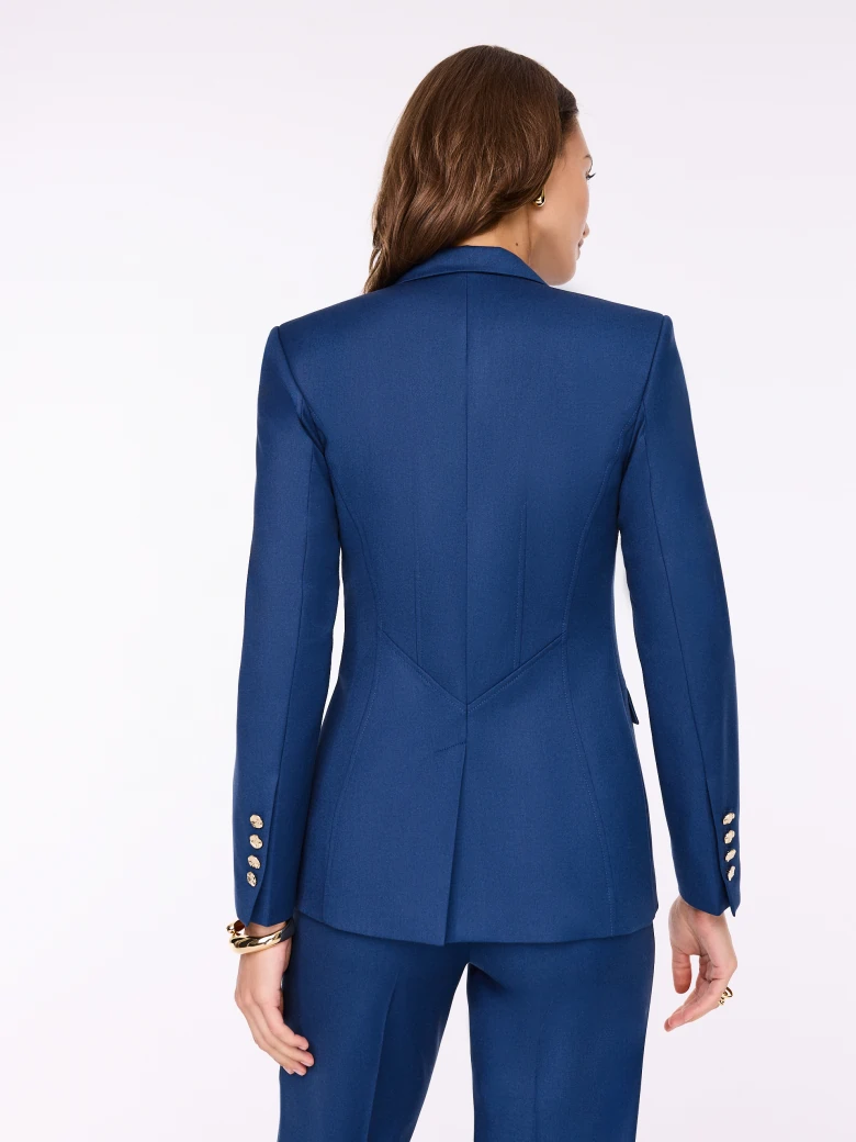 Navy blue jacket with gold buttons