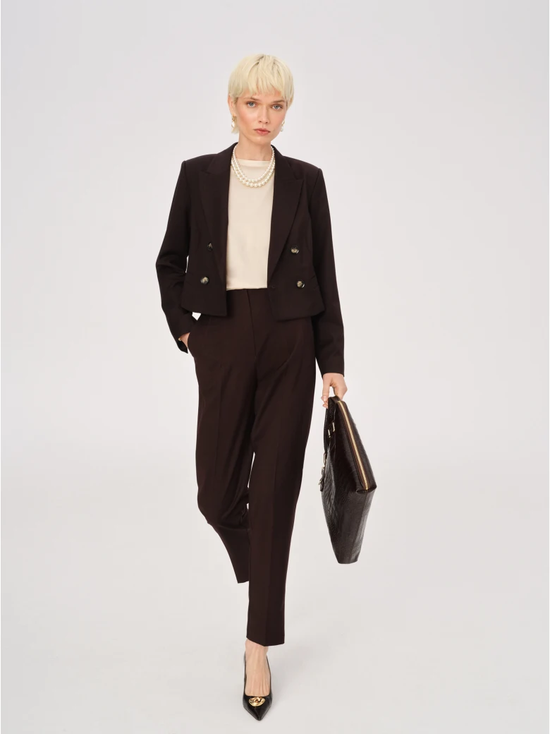 Short jacket in chocolate brown