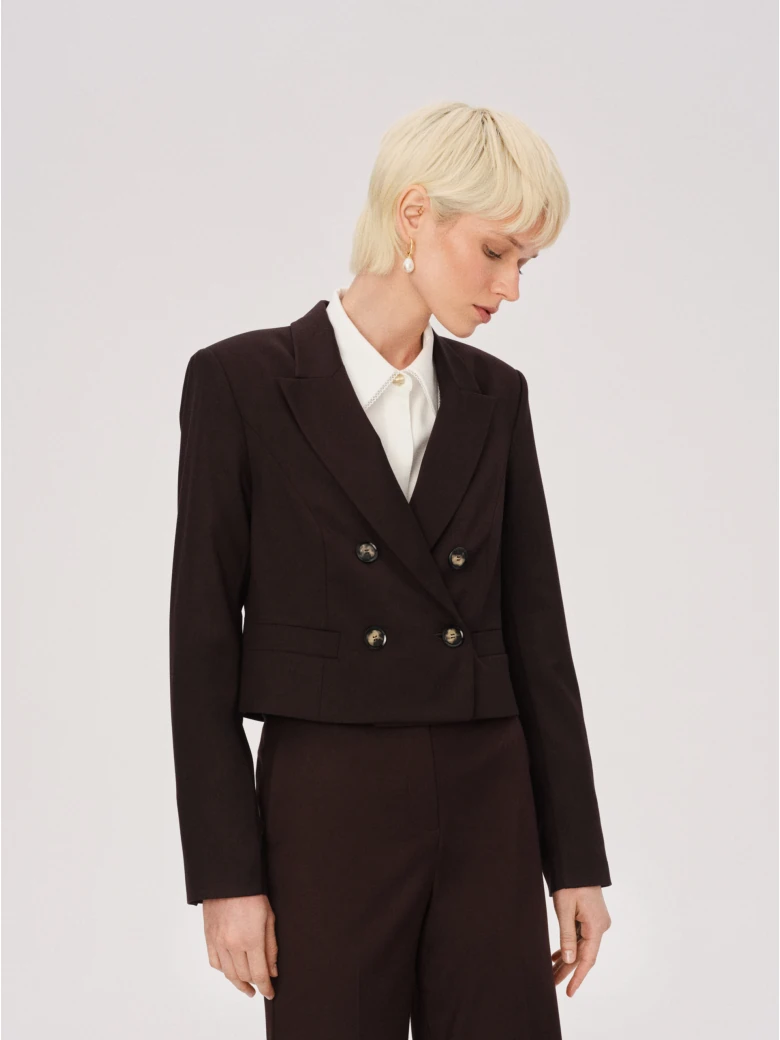 Short jacket in chocolate brown