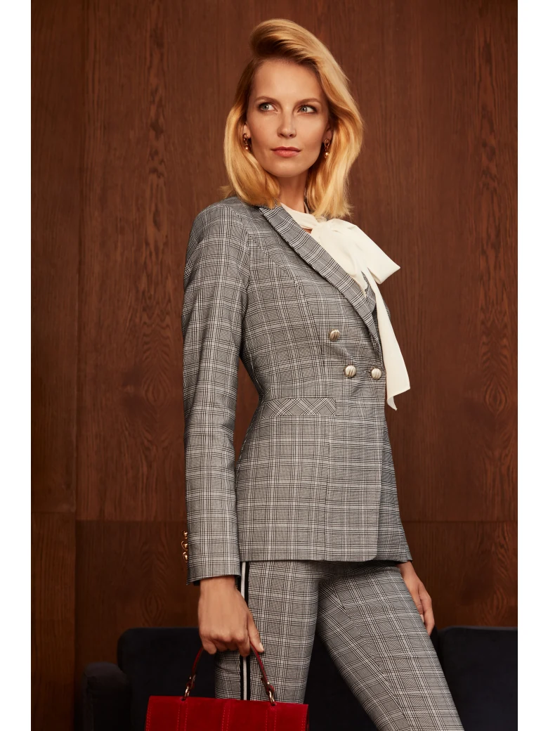 DOUBLE-BREASTED CHECKED JACKET