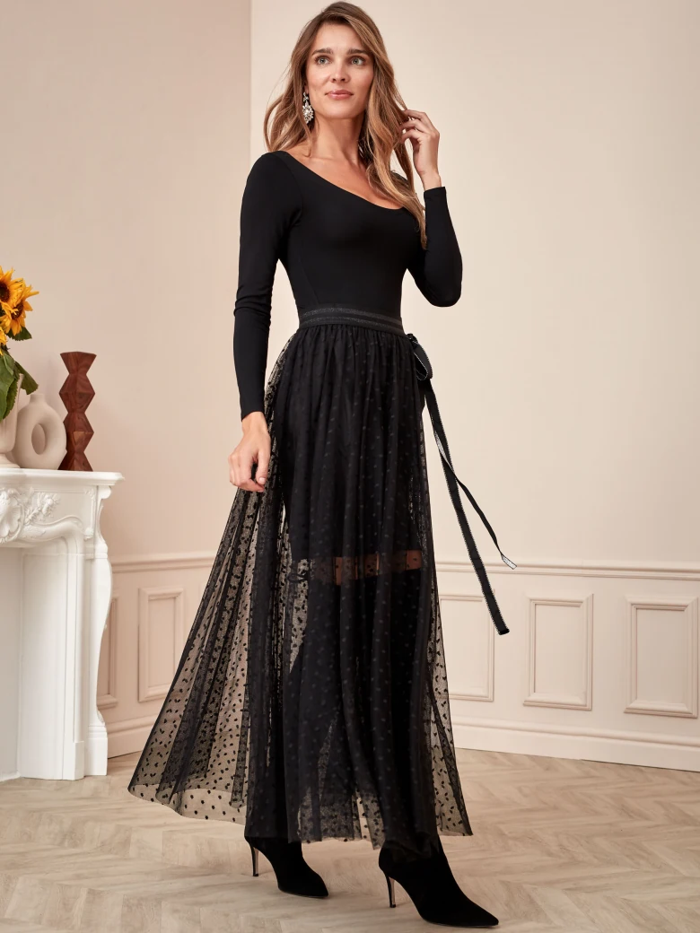 BLACK VISCOSE BODYSUIT