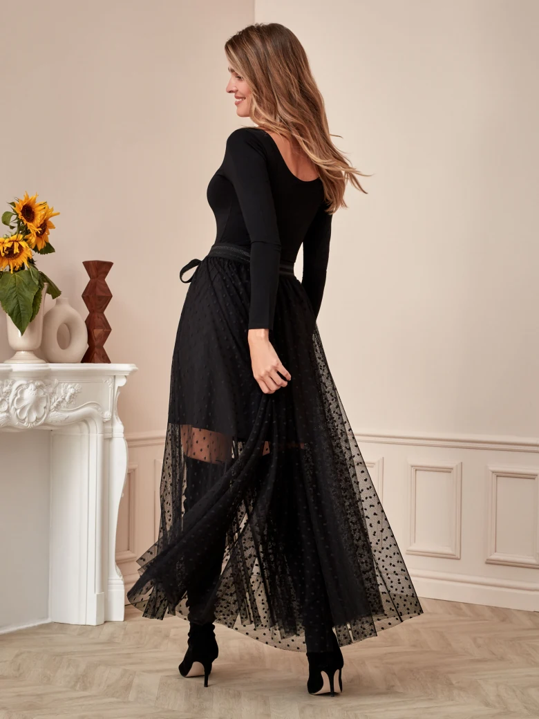 BLACK VISCOSE BODYSUIT