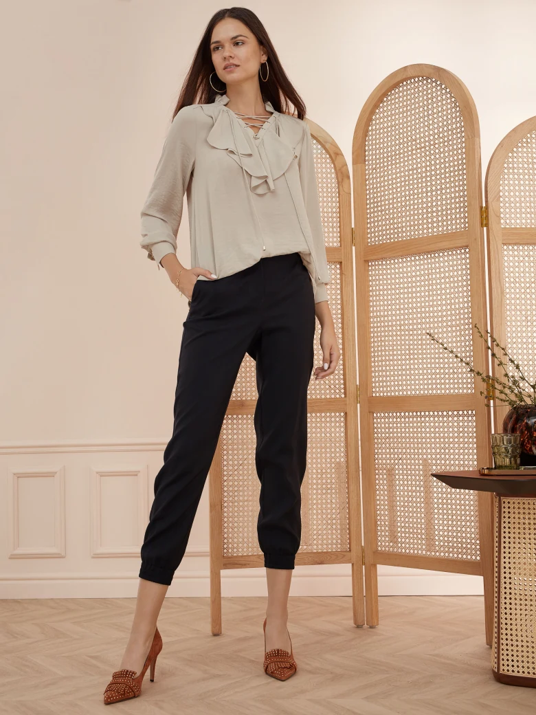BLOUSE WITH LACED NECKLINE