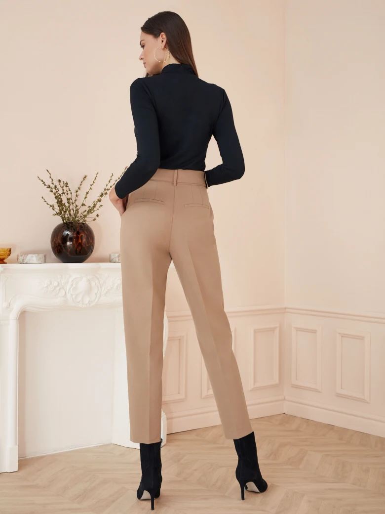 BEIGE HIGH-WAISTED PANTS