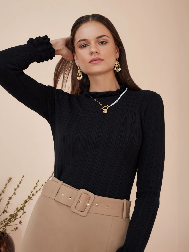 BEIGE HIGH-WAISTED SKIRT
