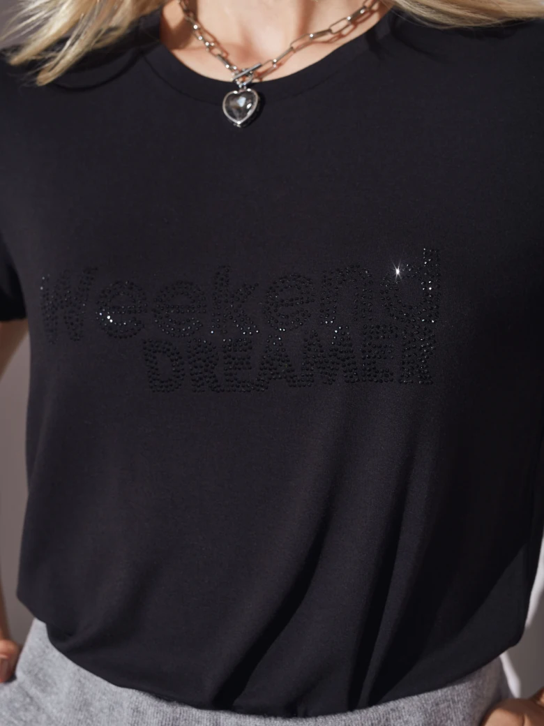 BLACK BLOUSE WITH APPLIQUE