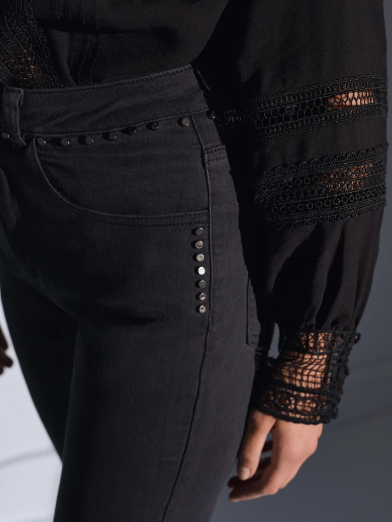 BLACK BLOUSE WITH LACE ELEMENTS