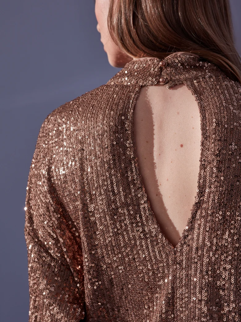SEQUIN LONG SLEEVE BLOUSE
