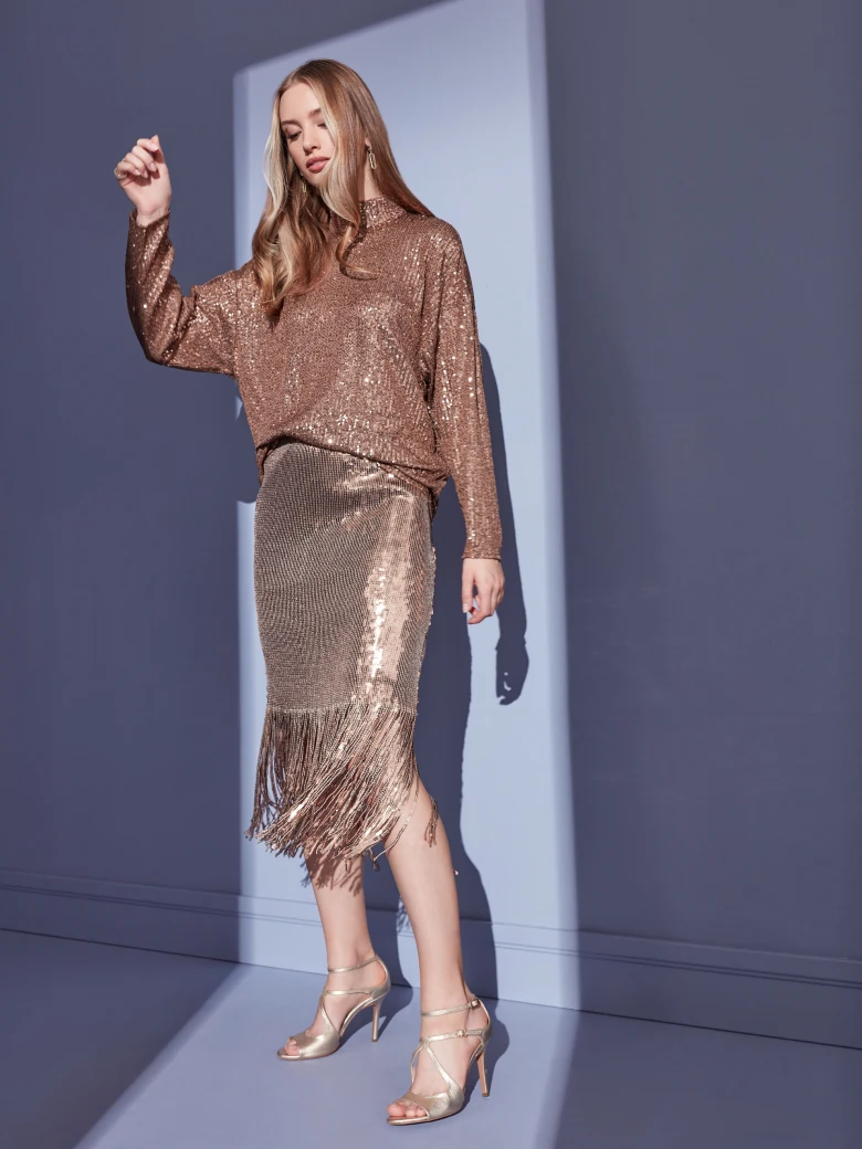 SEQUIN LONG SLEEVE BLOUSE