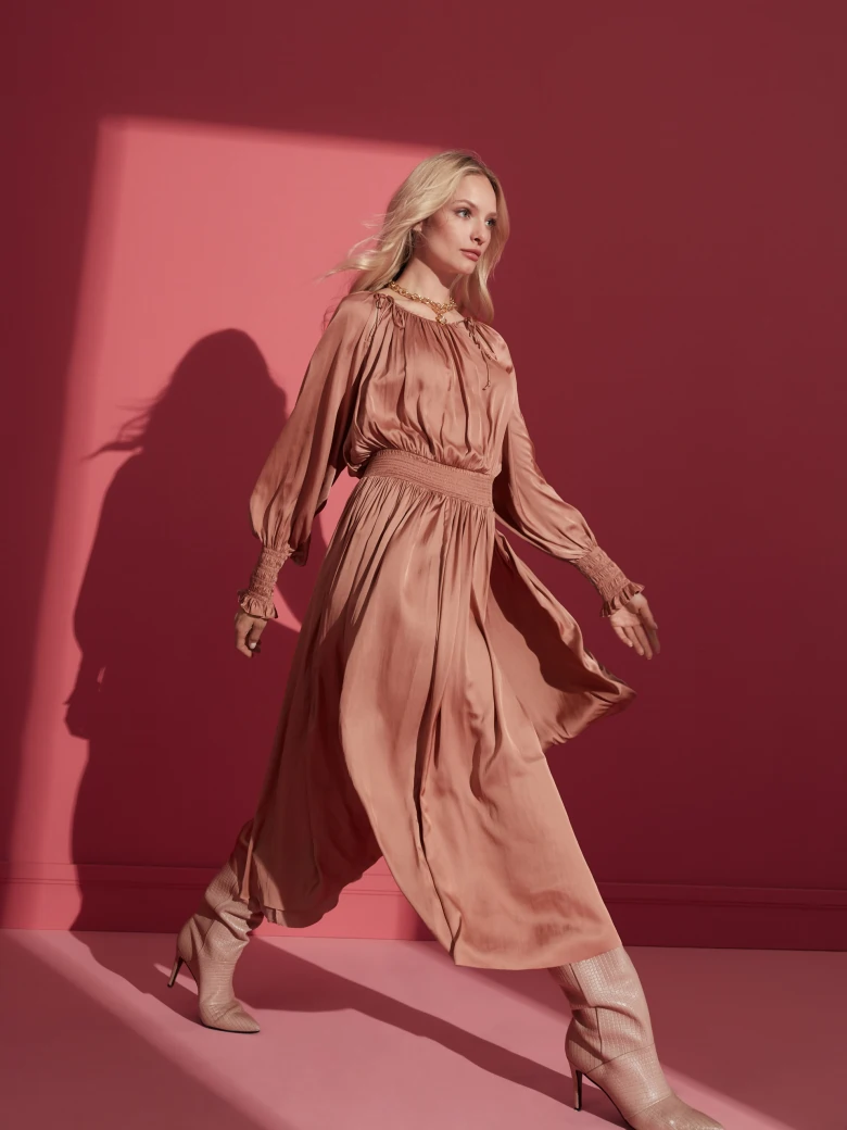 LONG SLEEVE SATIN DRESS