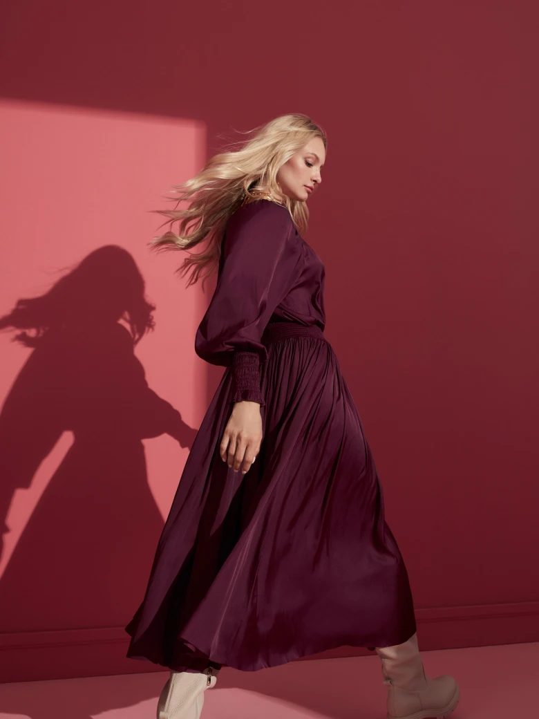 LONG SLEEVE SATIN DRESS