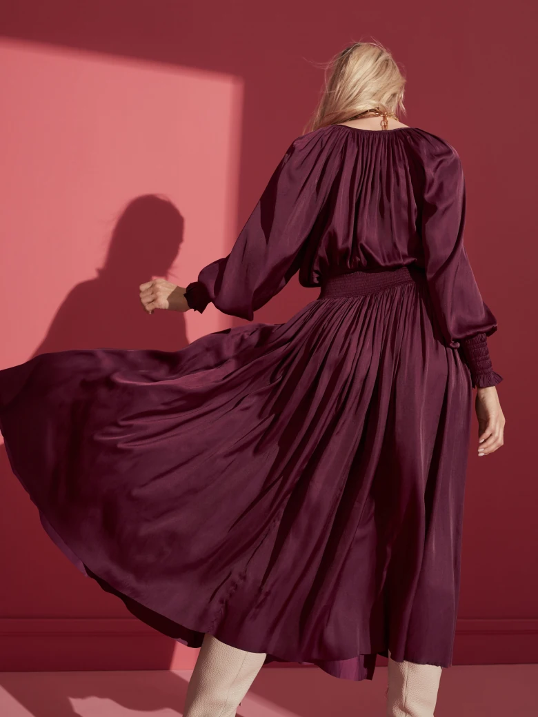 LONG SLEEVE SATIN DRESS