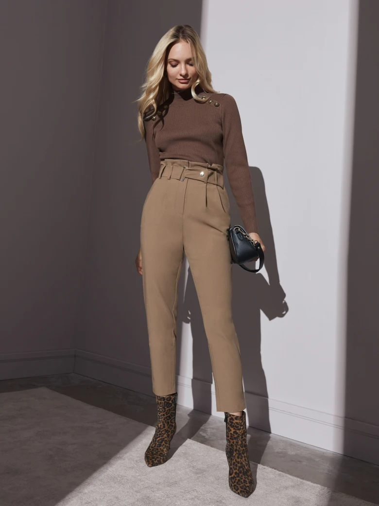 BROWN HIGH-WAISTED PANTS