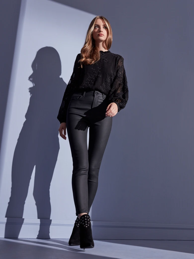 BLACK WAXED PANTS