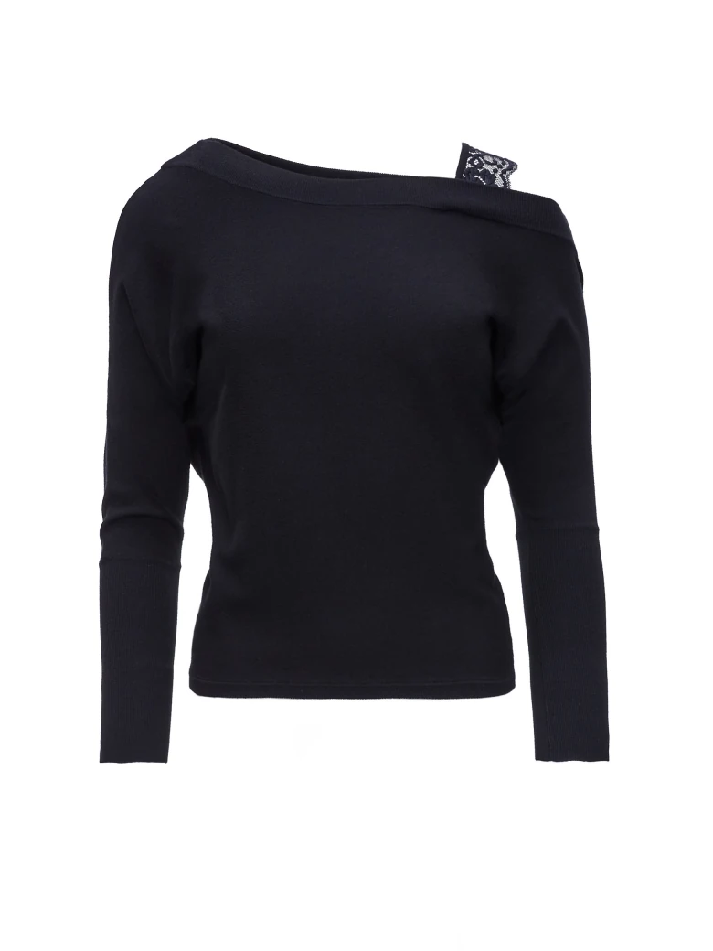 SWETER Z KORONKOWYM RAMIĄCZKIEM