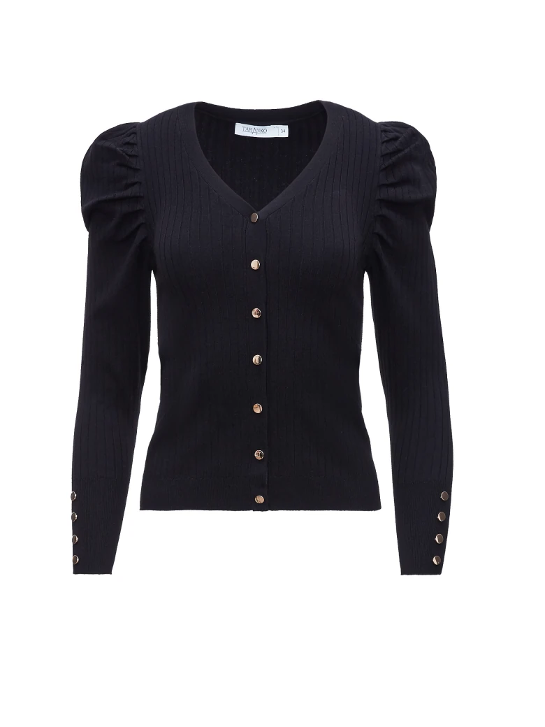 BLACK SWEATER WITH BUFFETS