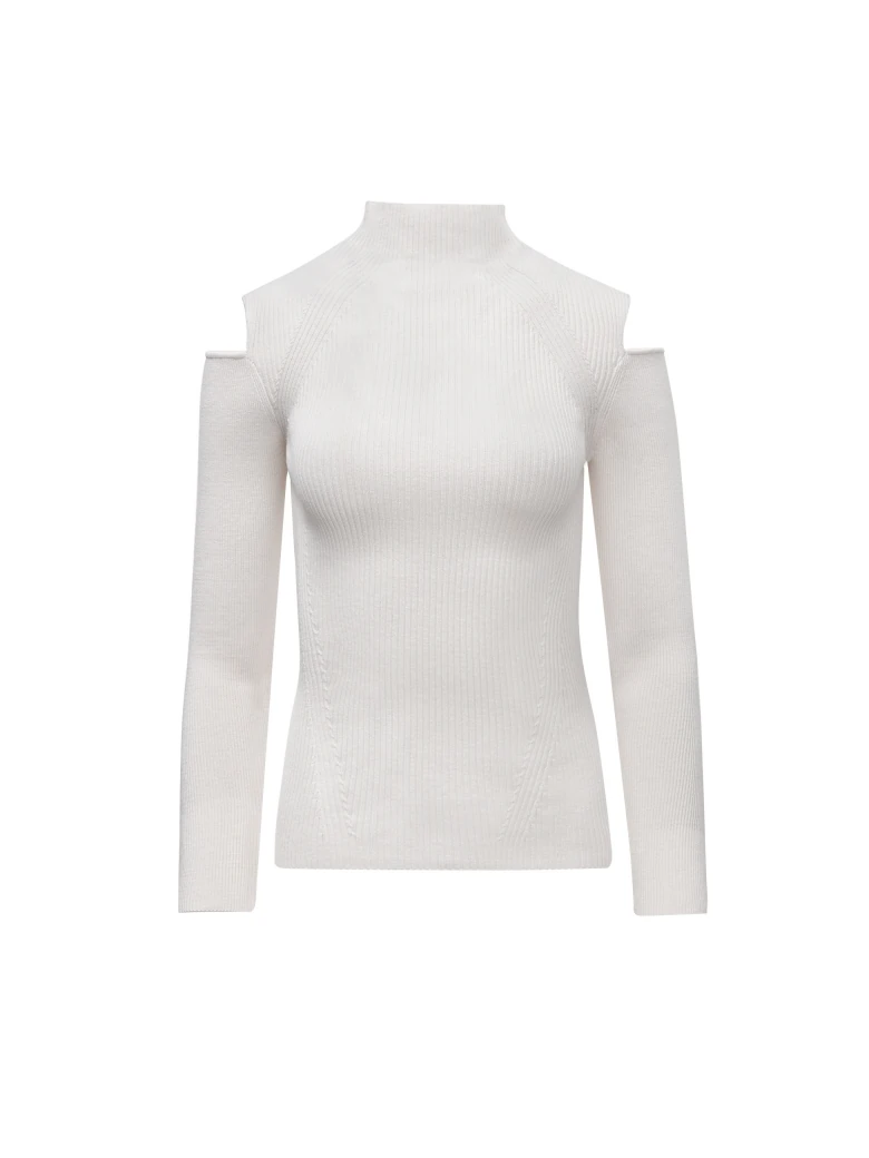 BEIGE SWEATER WITH CUTOUTS ON SHOULDERS