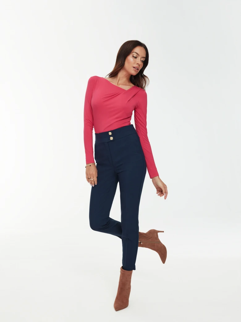 Pink blouse with neckline draping