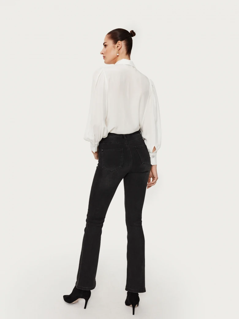 White tie-neck shirt