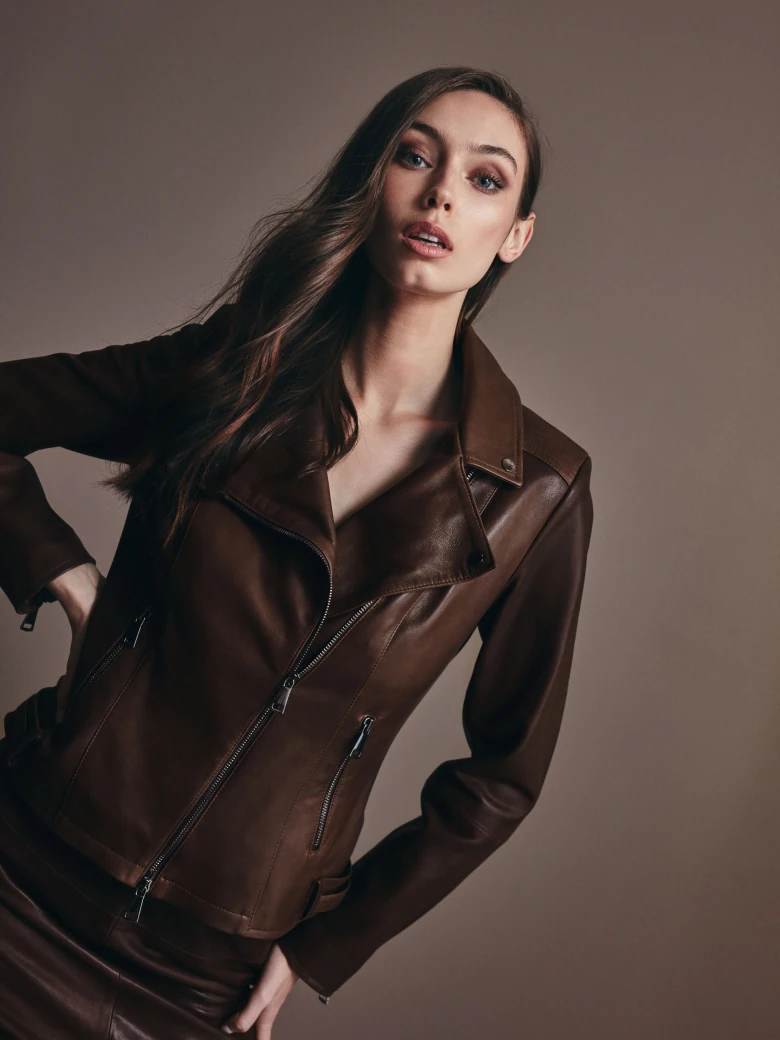 Brown leather jacket