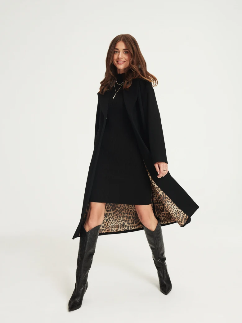 Black wool angora coat