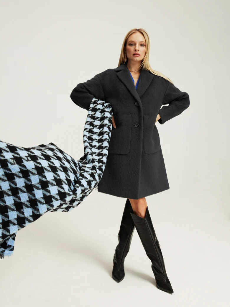 Dark grey wool and alpaca coat