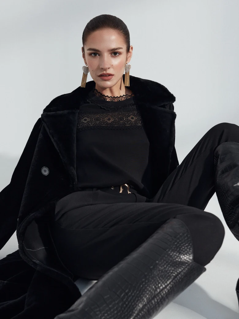 Black merino coat