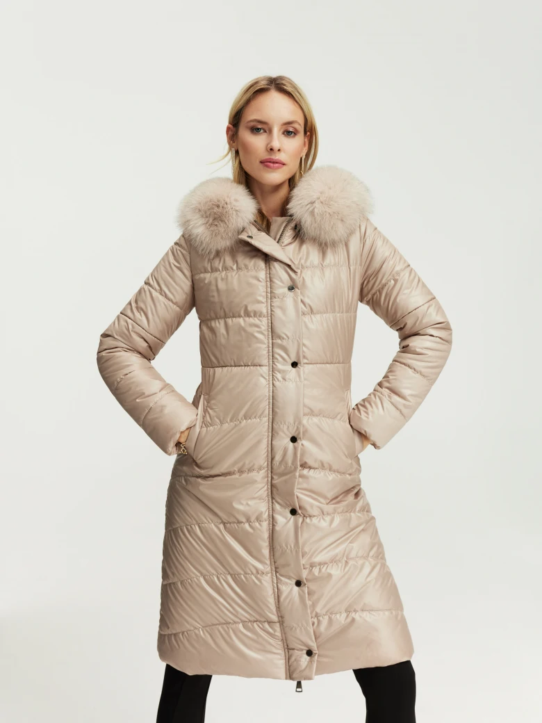 Beige quilted coat