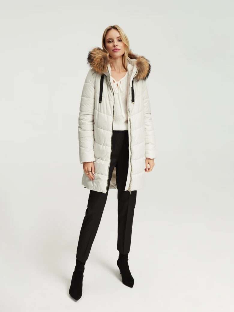 Cream hooded coat